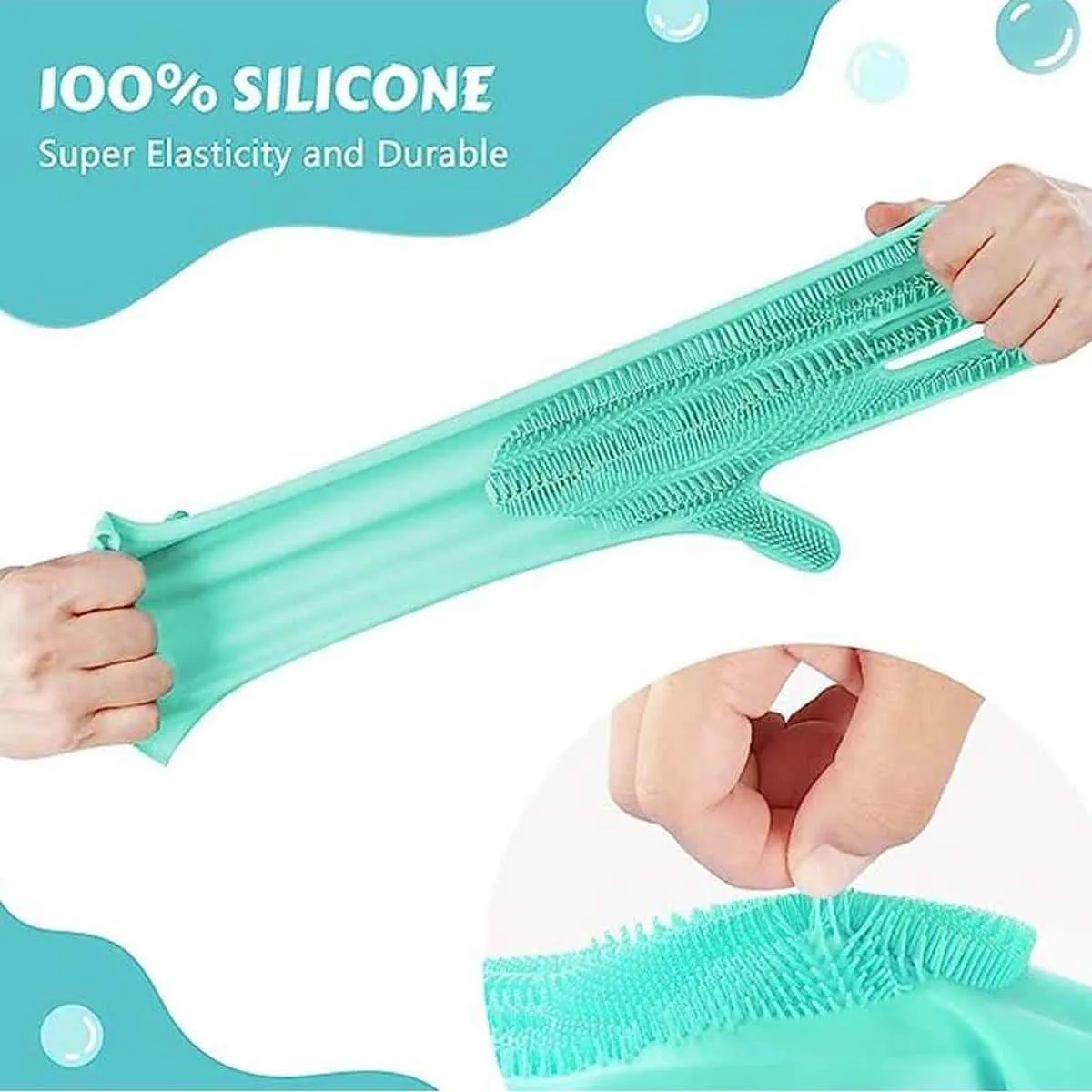 1pair 140g Lake Blue Silicone Pet Bathing Gloves For Cats And Dogs, Home Use