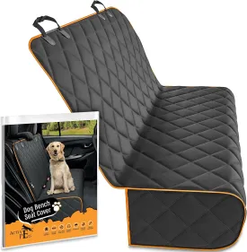 Active Pets Fabric Car Bench Dog Seat Cover for Back Seat, Waterproof Vehicle Seat Covers, Durable Scratch Proof Nonslip, Protector for Pet Fur & Mud, Washable - Orange
