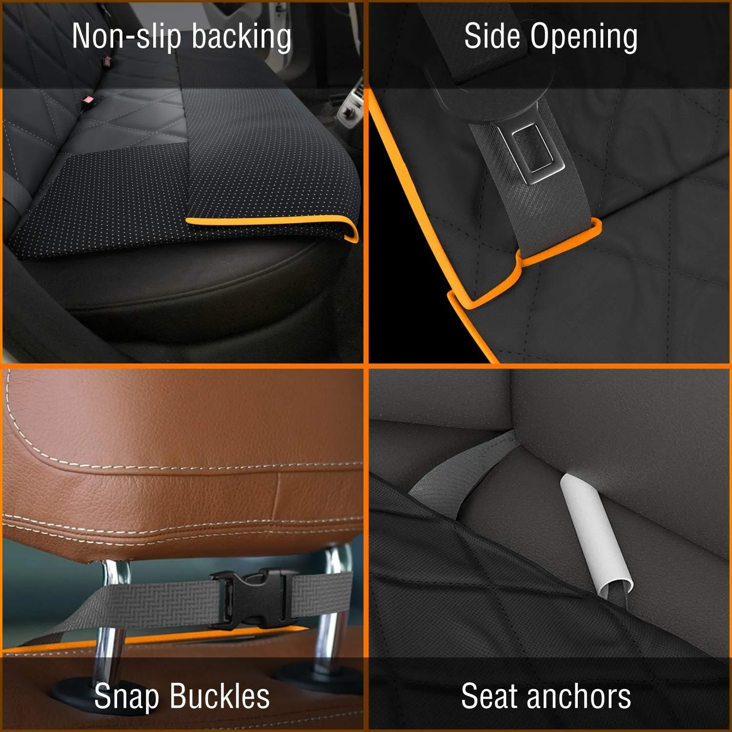 Active Pets Fabric Car Bench Dog Seat Cover for Back Seat, Waterproof Vehicle Seat Covers, Durable Scratch Proof Nonslip, Protector for Pet Fur & Mud, Washable - Orange