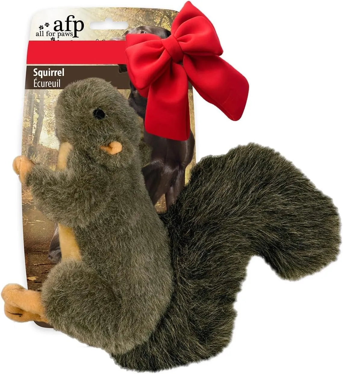 ALL FOR PAWS Interactive Dog Squirrel Plush Squeaky Toy - Perfect Puppy Enrichment Toy, Large