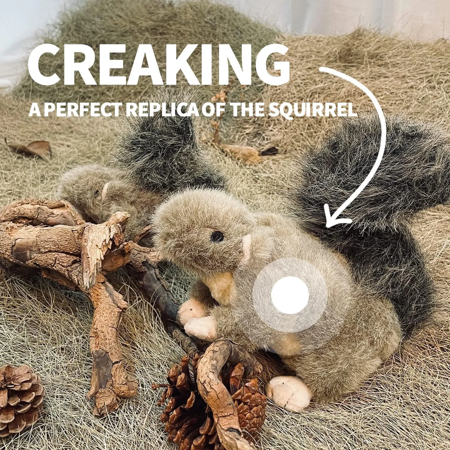 ALL FOR PAWS Interactive Dog Squirrel Plush Squeaky Toy - Perfect Puppy Enrichment Toy, Large