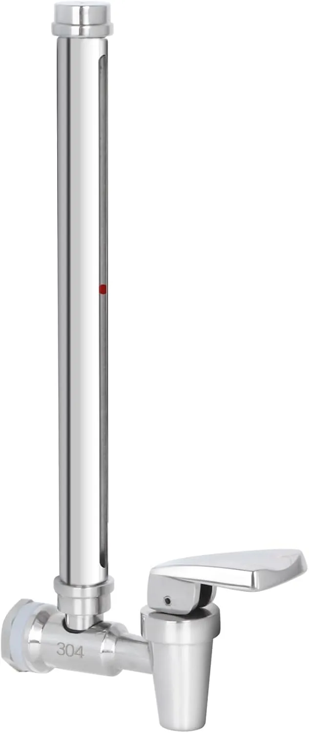 Amwater Stainless Steel Sight Glass Spigot, Compatible with The Berkey, Purewell, ProOne, Alexapure and Other Gravity-Fed Water Filtration Systems, Clear Water Level View, Stainless Steel Handle