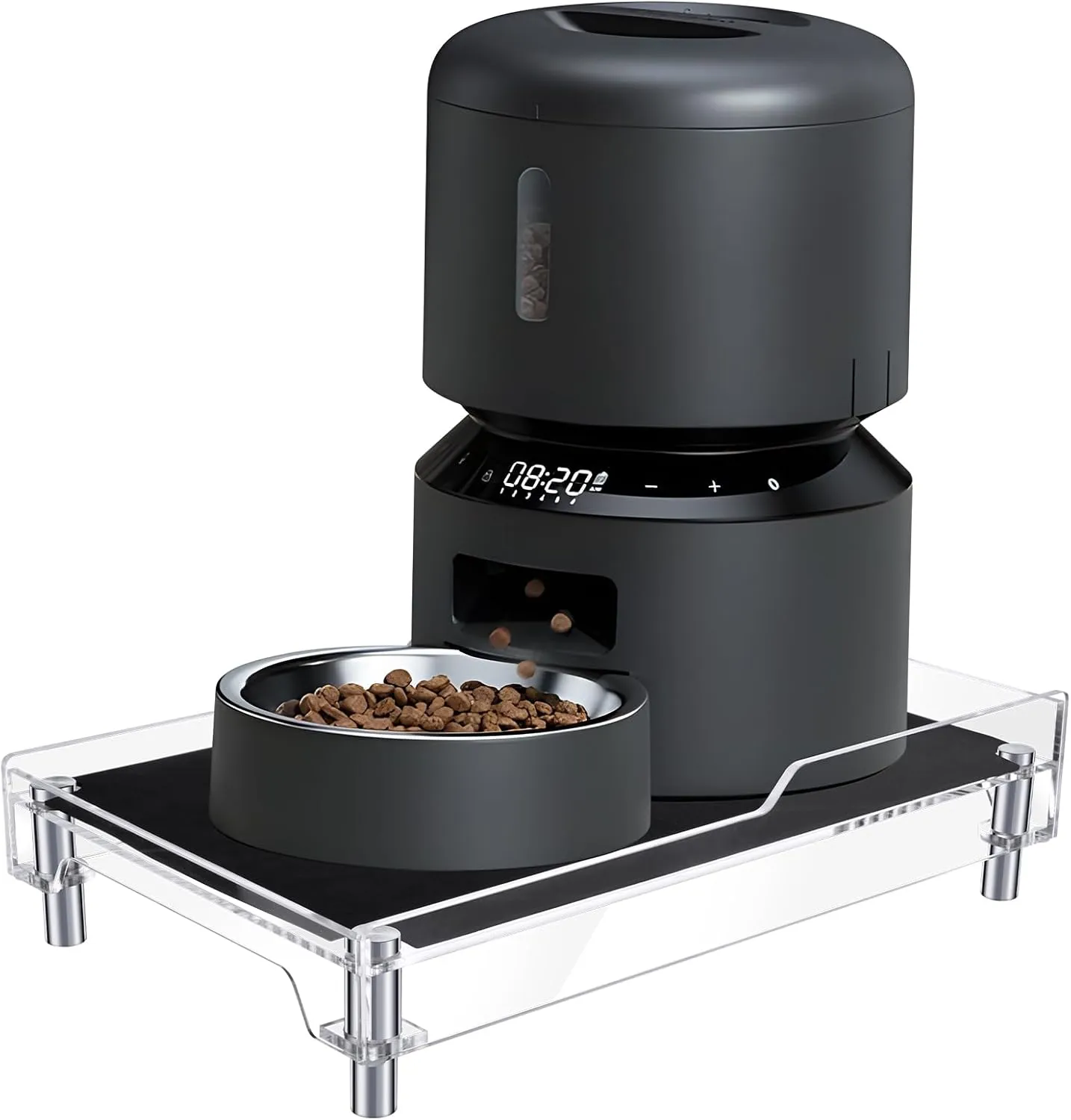 Beautyflier Raised Dog Feeder Stand Elevated Holder for Automatic Cat & Dog Feeders Pet Water Bowl Dispenser Stand Adjustable Fits Small Jugs Holds 5KG, Black (Holder ONLY)