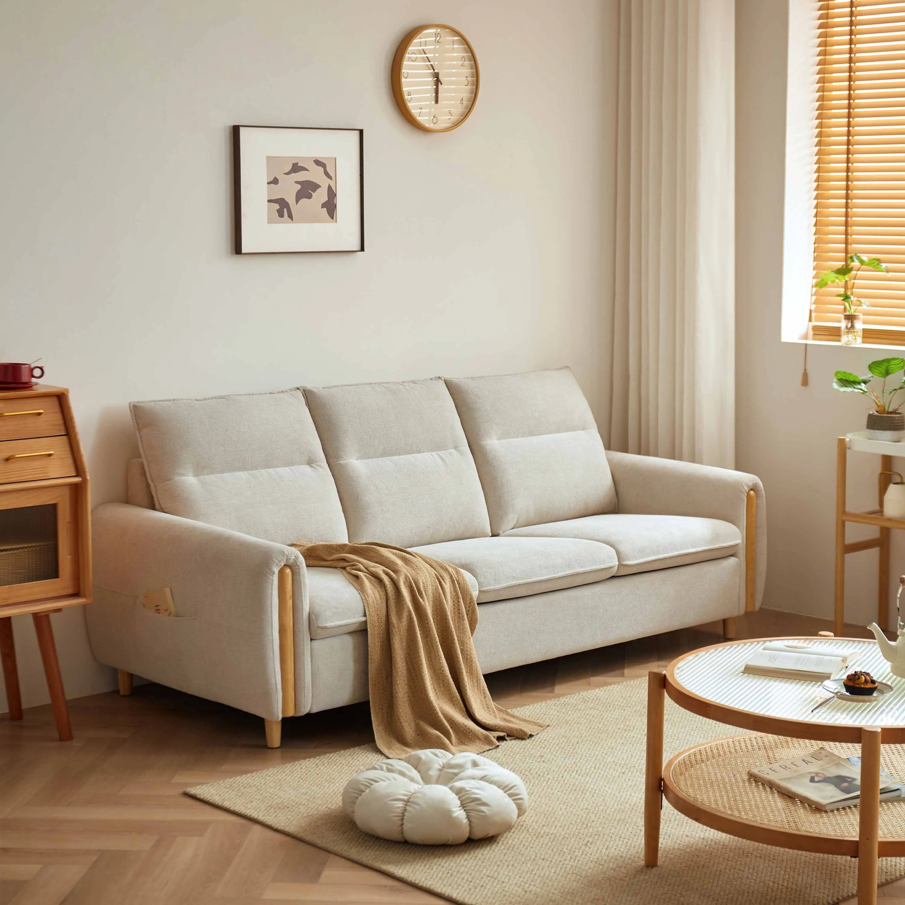 BORIS White Cotton Linen Sofa