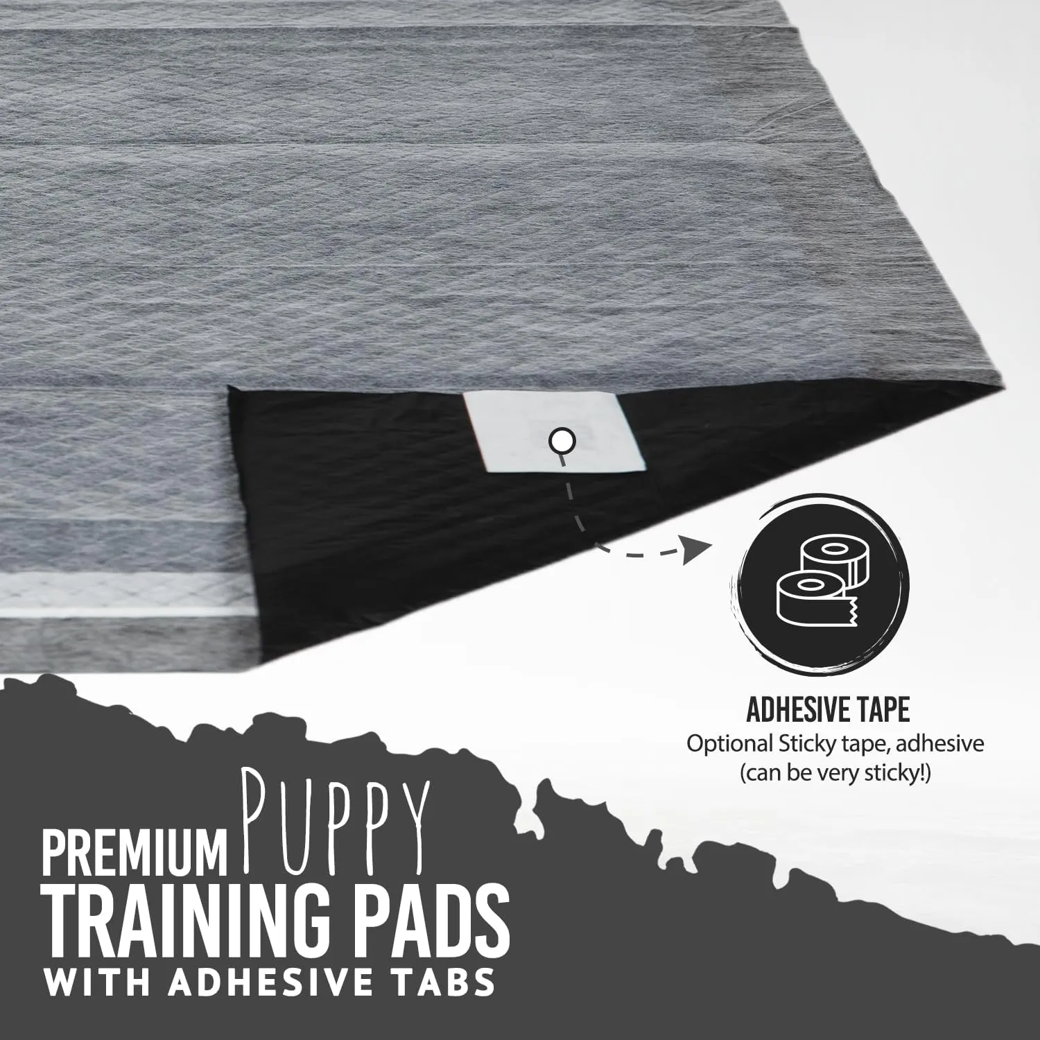Bulldogology Charcoal XXL Pee Pads for Dogs (30x30) Puppy Pee Pads with Adhesive Sticky Tape - Leak Proof Charcoal Puppy Pads - Ultra Absorbing Charcoal Dog Pads - Activated Carbon Pee Pads (30-Count)