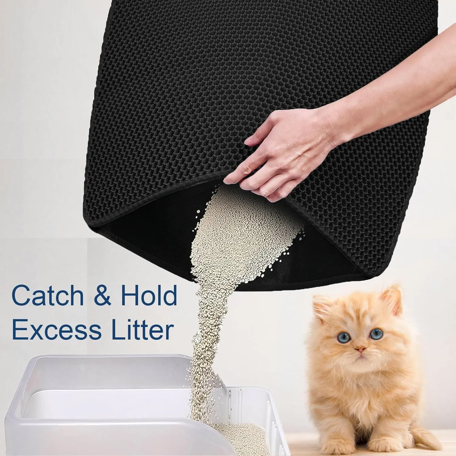 Cat Litter Mat Double Layer Litter Trapping Mat Small Kitty Litter Box Mat 23.4x14.7 inch Water Proof Cat Litter Catching Mat