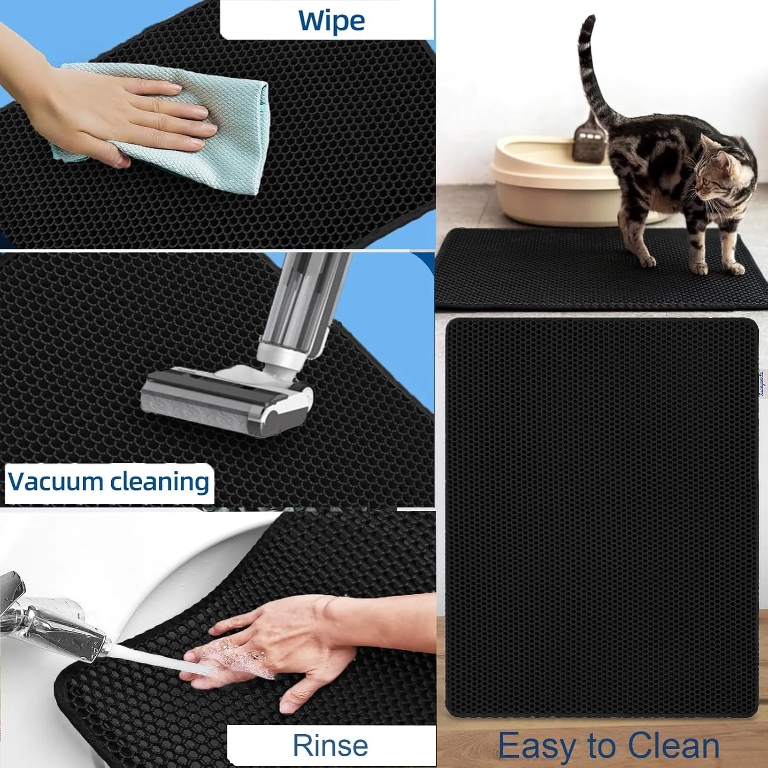 Cat Litter Mat Double Layer Litter Trapping Mat Small Kitty Litter Box Mat 23.4x14.7 inch Water Proof Cat Litter Catching Mat