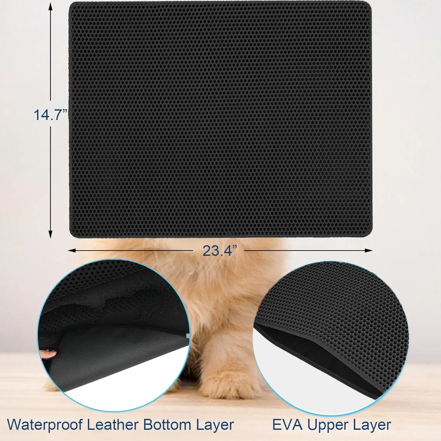 Cat Litter Mat Double Layer Litter Trapping Mat Small Kitty Litter Box Mat 23.4x14.7 inch Water Proof Cat Litter Catching Mat