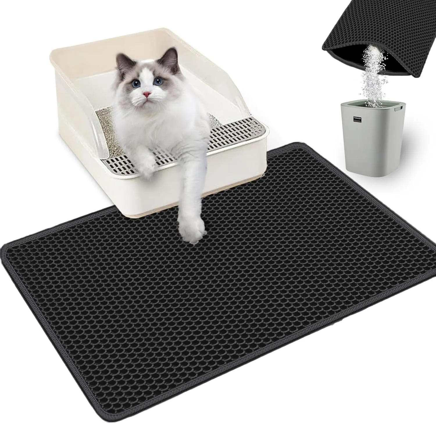 Cat Litter Mat Double Layer Litter Trapping Mat Small Kitty Litter Box Mat 23.4x14.7 inch Water Proof Cat Litter Catching Mat