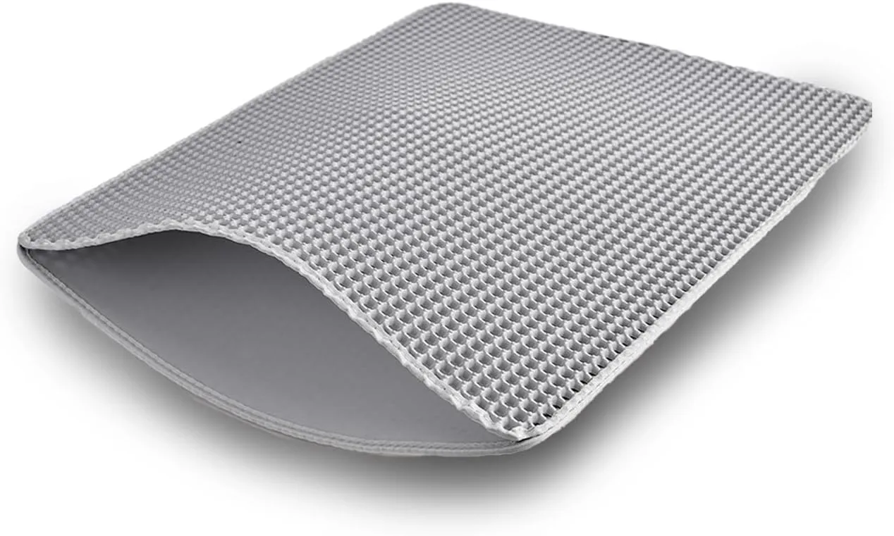 Cat Litter Mat, EVA Honeycomb Double Layer, Waterproof, Non-Slip, Easy to Clean, Scatter Control, Soft on Paws, Large Cat Litter Box Mat, Kitty Litter Trapping Mat
