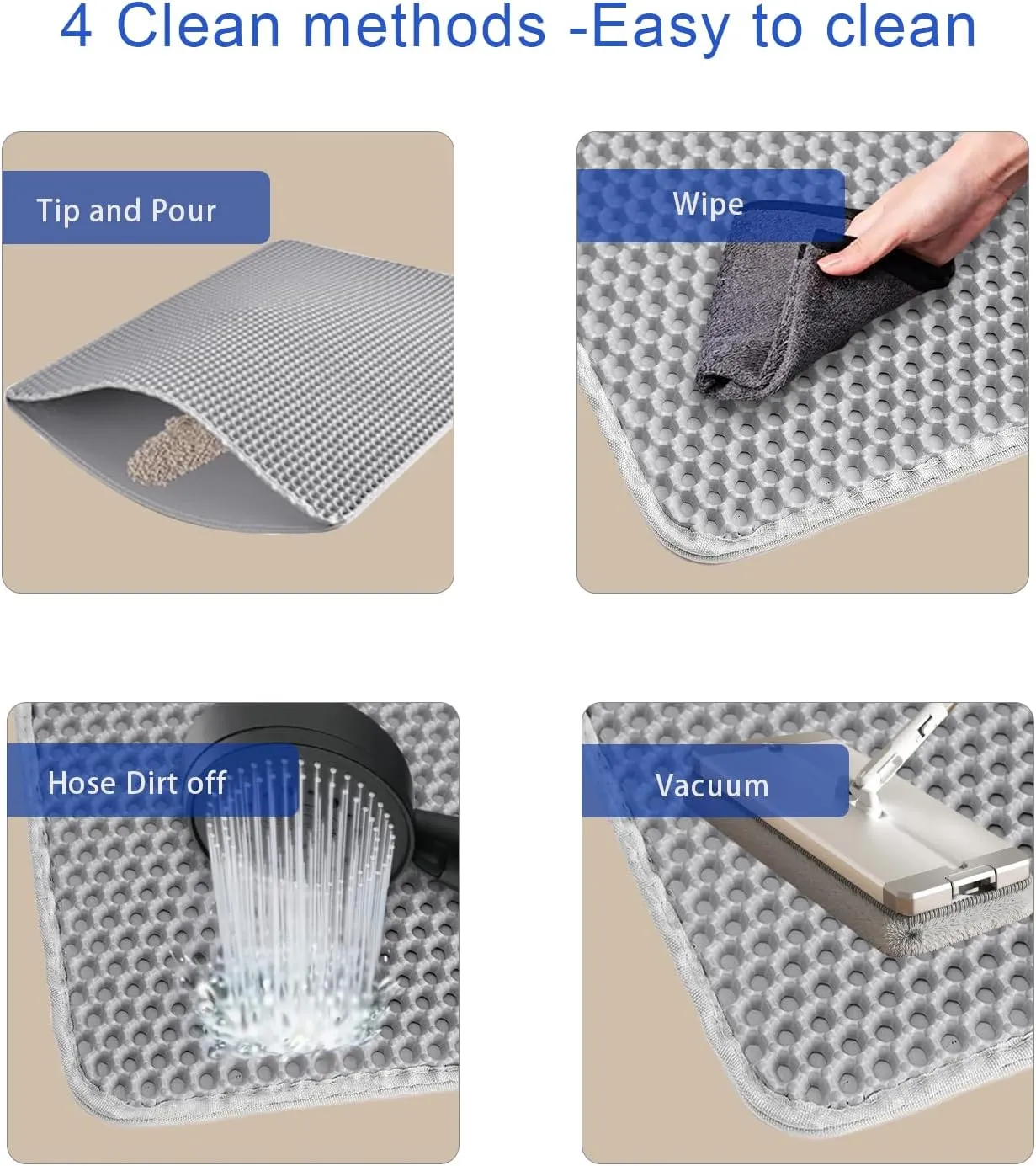 Cat Litter Mat, EVA Honeycomb Double Layer, Waterproof, Non-Slip, Easy to Clean, Scatter Control, Soft on Paws, Large Cat Litter Box Mat, Kitty Litter Trapping Mat