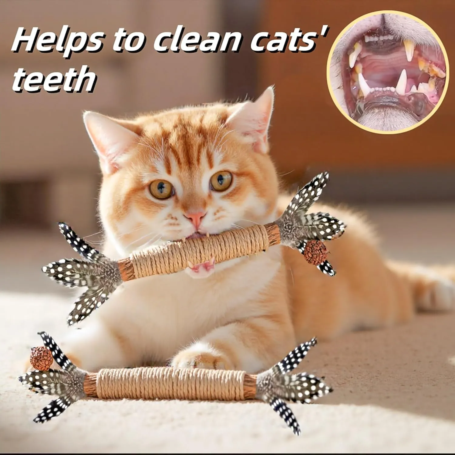 Cat Toys, 7 Pack Silvervine Cat Feather Toy Kitten Chew Stick Catnip Treat with Bell for Cleaning Teeth Indoor Kitty Teaser Wand Molar Snack for Interactive Pet Rabbit Bunny Hamster