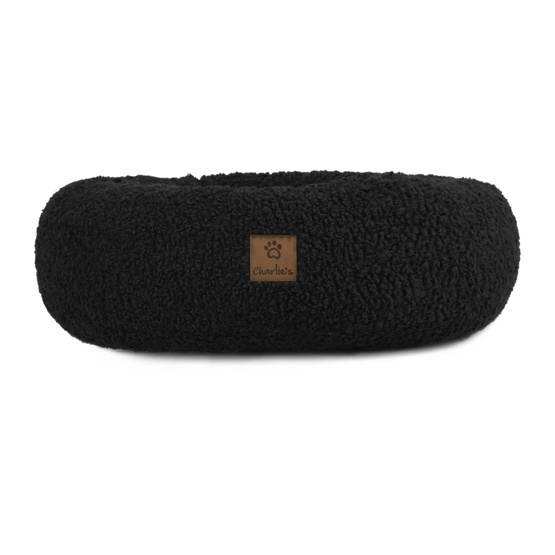 Charlie's Teddy Fleece Round Calming Dog Bed Charcoal Medium