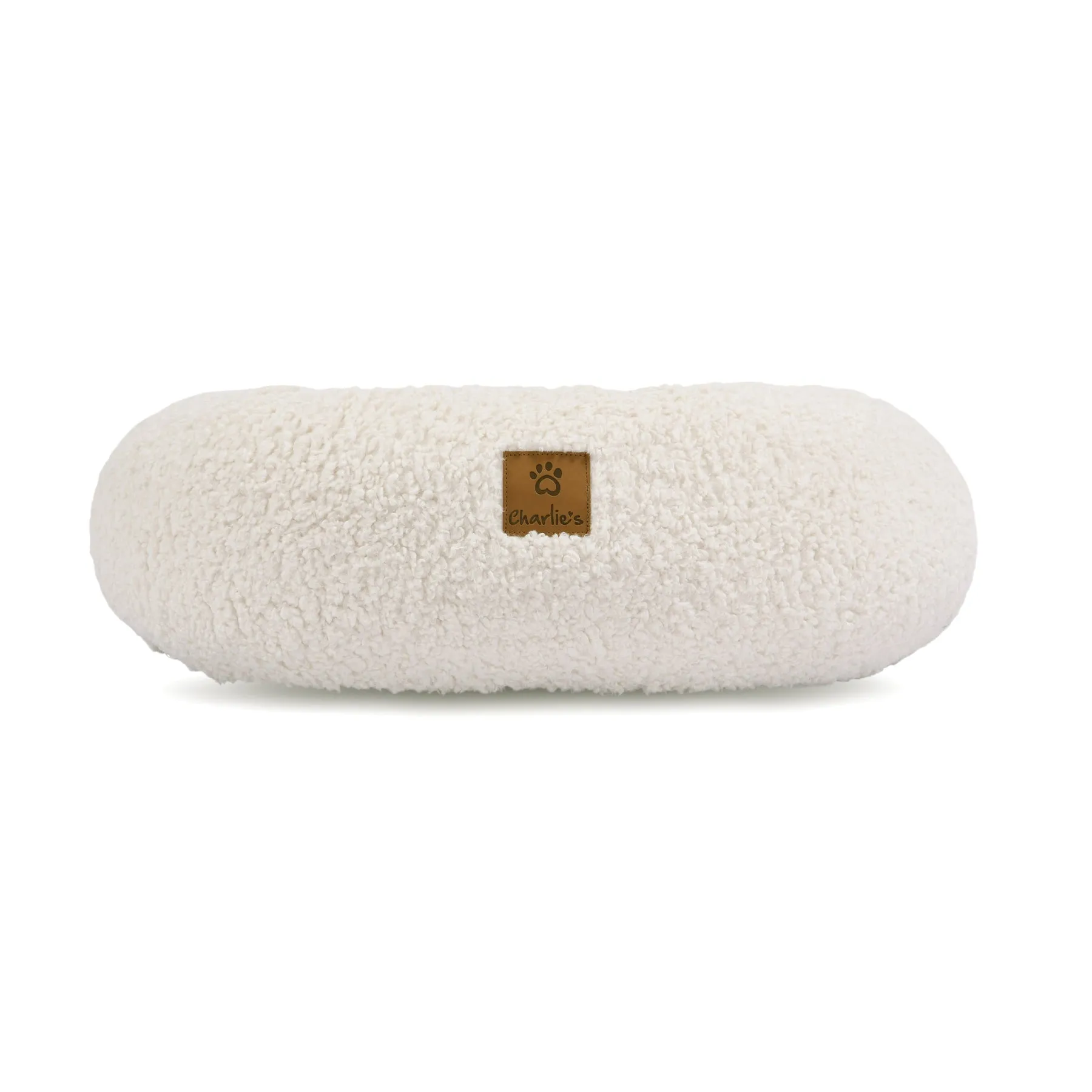 Charlie's Teddy Fleece Round Calming Dog Bed Cream Large