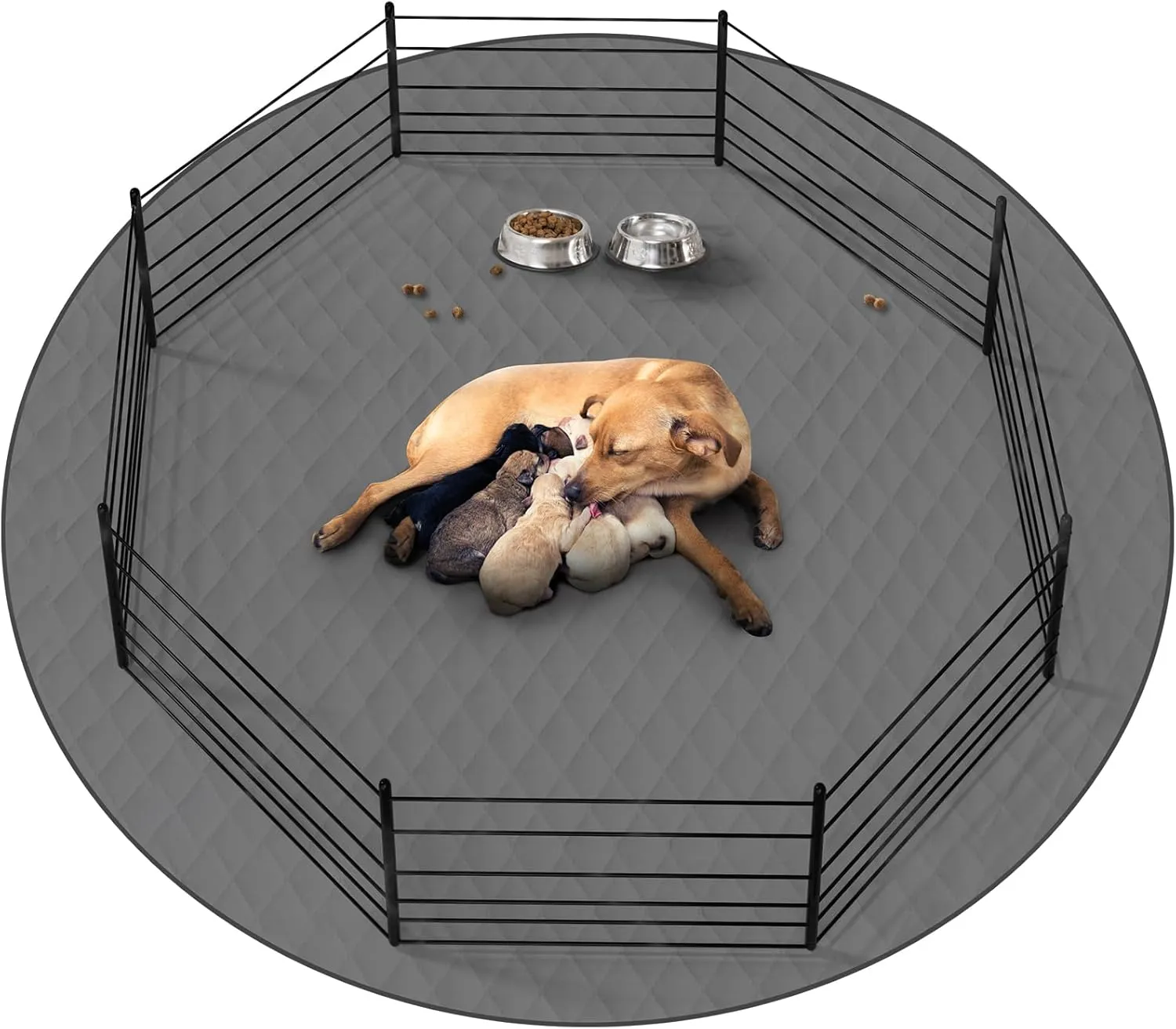 CoolShields Washable Round Puppy Dog Pee Pad, 65" Extra Large, Waterproof Whelping Training Mat for Playpen Crate, Floor, Bed,Sofa and Trunk [Premium Fabrics That can be Used by Humans]