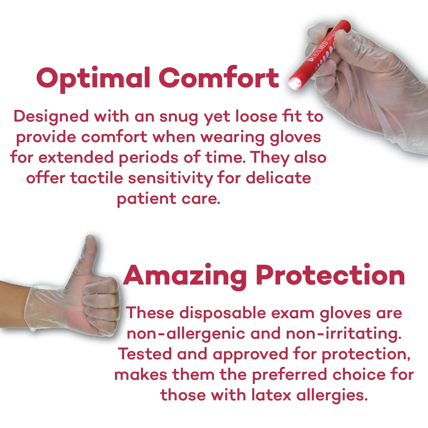 Dealmed Vinyl Exam Gloves  100 ct. Medium Medical Gloves, Disposable Gloves, Non-Irritating Latex Free Gloves for a First Aid Kit and Medical Facilities