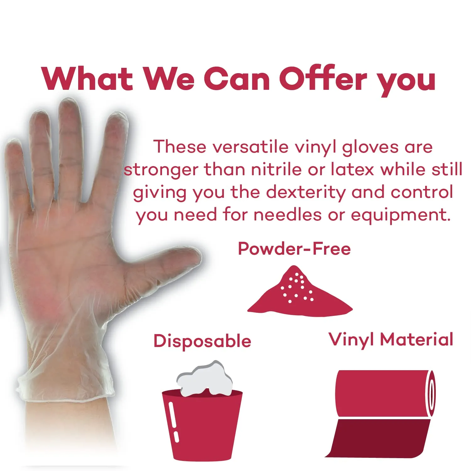 Dealmed Vinyl Exam Gloves  100 ct. Medium Medical Gloves, Disposable Gloves, Non-Irritating Latex Free Gloves for a First Aid Kit and Medical Facilities
