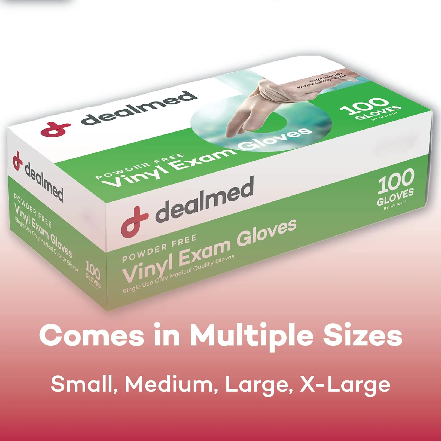 Dealmed Vinyl Exam Gloves  100 ct. Medium Medical Gloves, Disposable Gloves, Non-Irritating Latex Free Gloves for a First Aid Kit and Medical Facilities