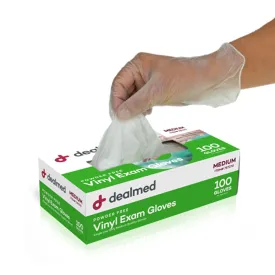 Dealmed Vinyl Exam Gloves  100 ct. Medium Medical Gloves, Disposable Gloves, Non-Irritating Latex Free Gloves for a First Aid Kit and Medical Facilities