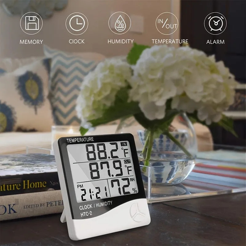Digital Indoor Outdoor Thermometer Hygrometer with Clock and Sensor Head
