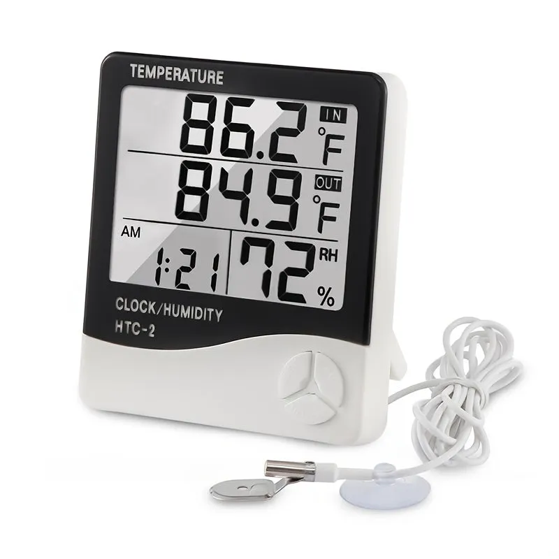 Digital Indoor Outdoor Thermometer Hygrometer with Clock and Sensor Head