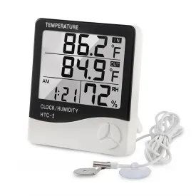 Digital Indoor Outdoor Thermometer Hygrometer with Clock and Sensor Head