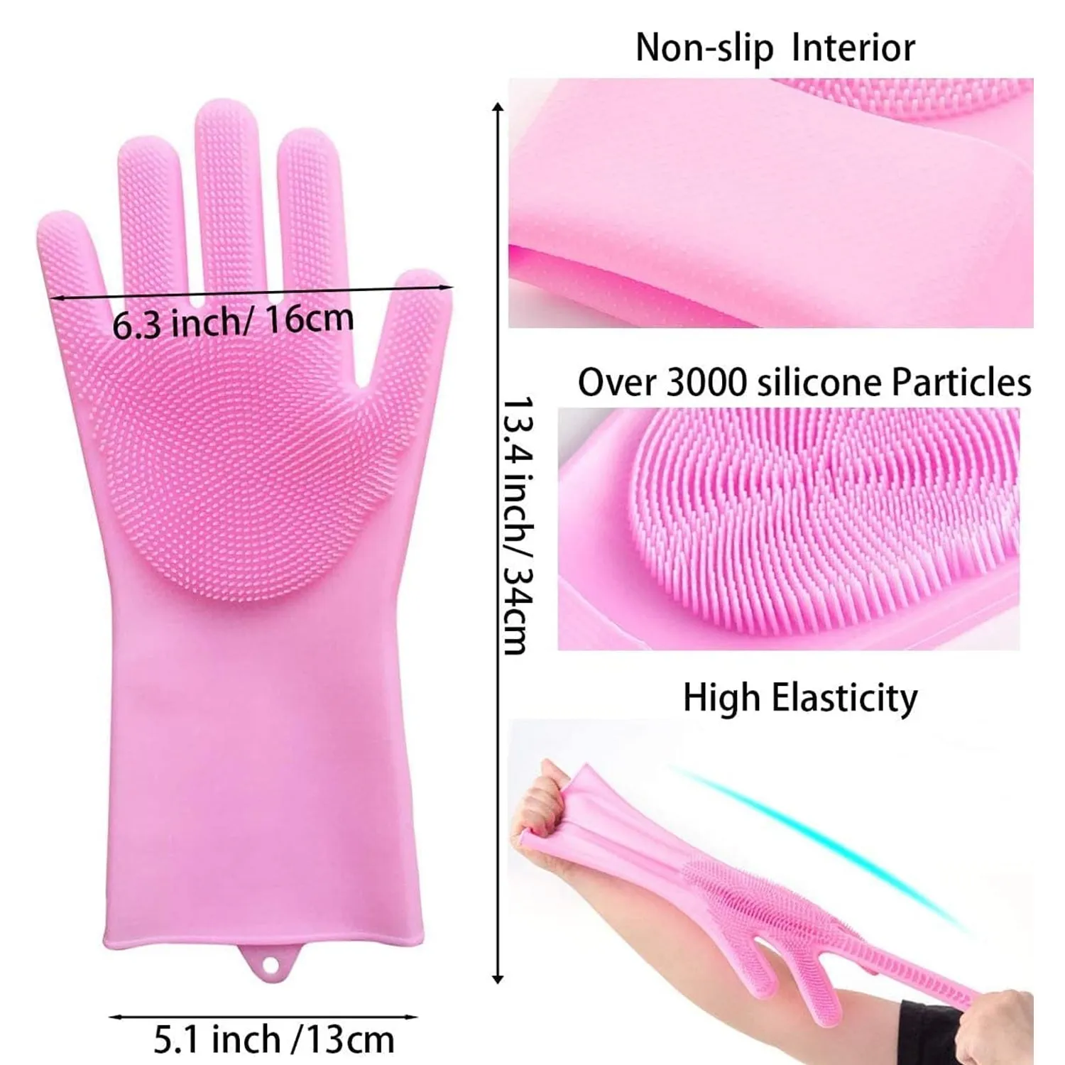 Dishwashing Gloves with Scrubber for Kitchen & Bathroom