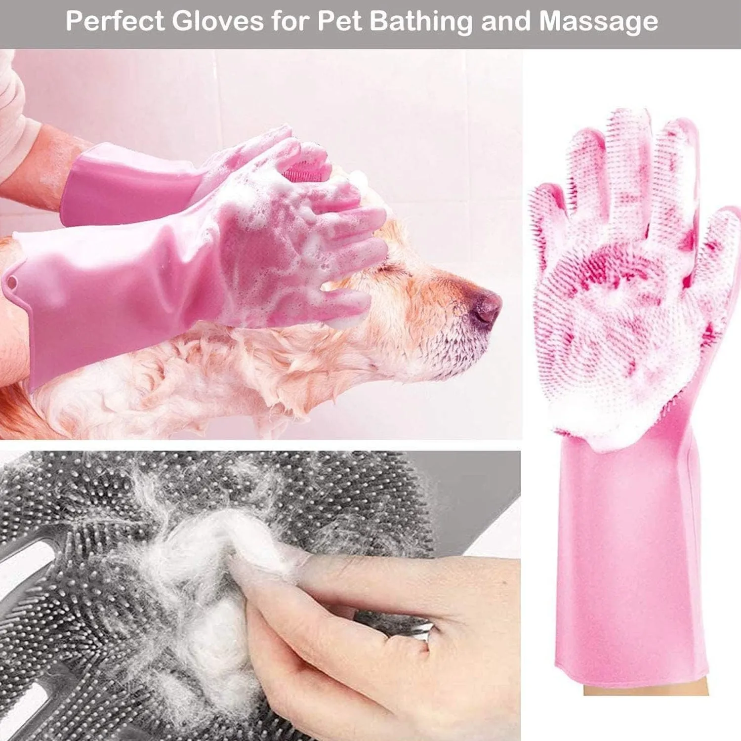 Dishwashing Gloves with Scrubber for Kitchen & Bathroom