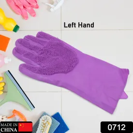 Dishwashing Gloves with Scrubber for Kitchen & Bathroom