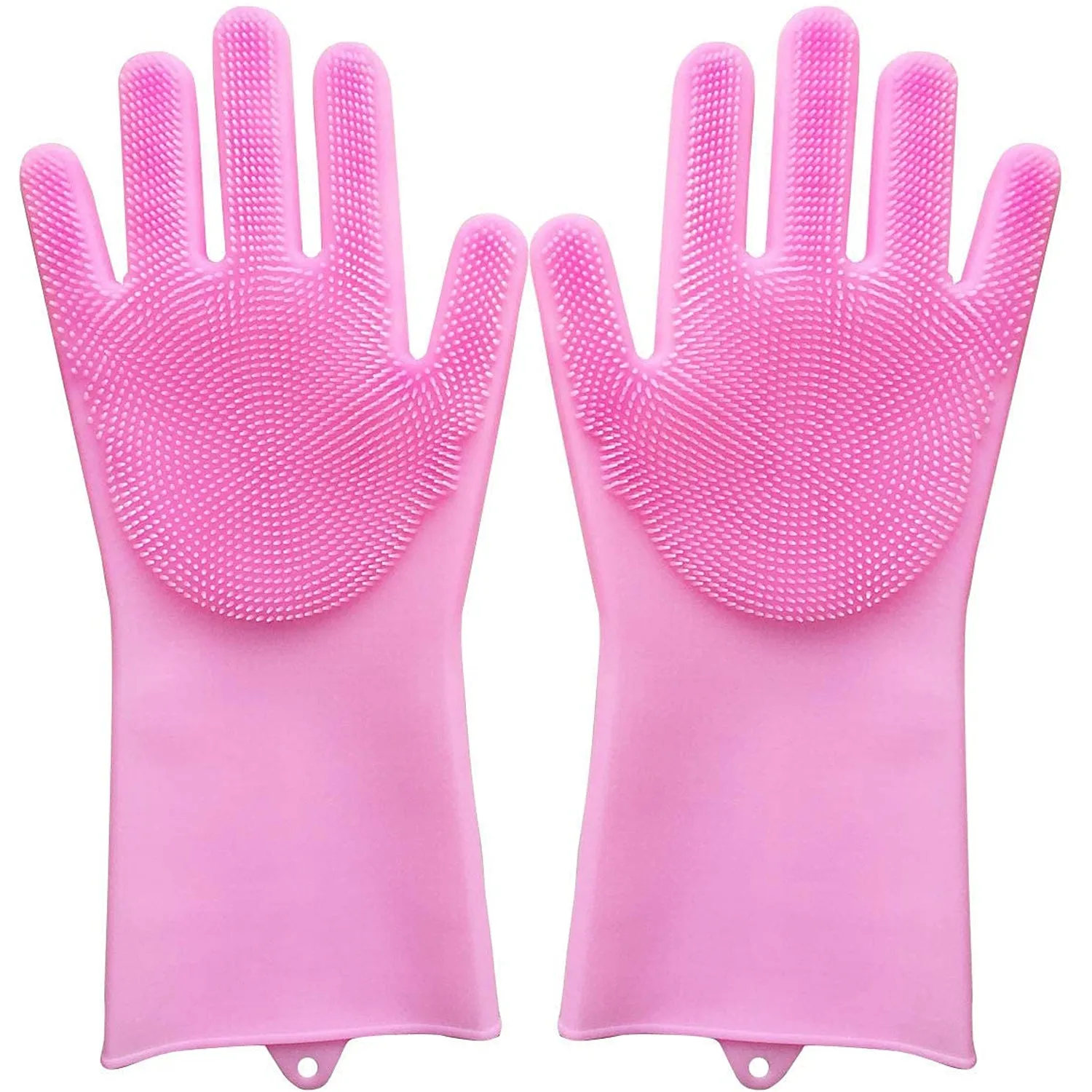 Dishwashing Gloves With Scrubber Silicone Cleaning Reusable Scrub Gloves For Wash Dish Kitchen Bathroom Pet Grooming Wet And Dry Glove (1 Pair 250 Gm)
