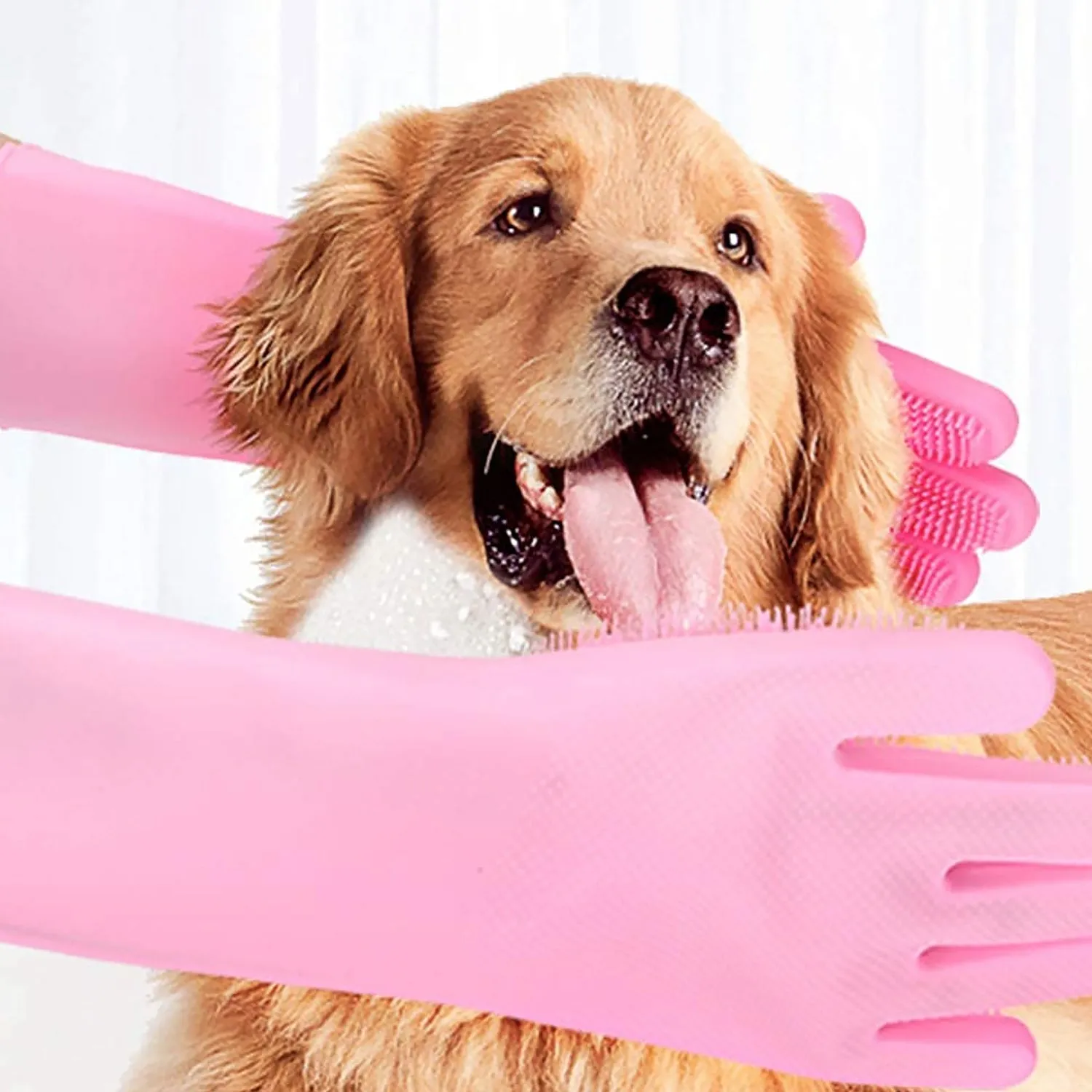 Dishwashing Gloves With Scrubber Silicone Cleaning Reusable Scrub Gloves For Wash Dish Kitchen Bathroom Pet Grooming Wet And Dry Glove (1 Pair 250 Gm)
