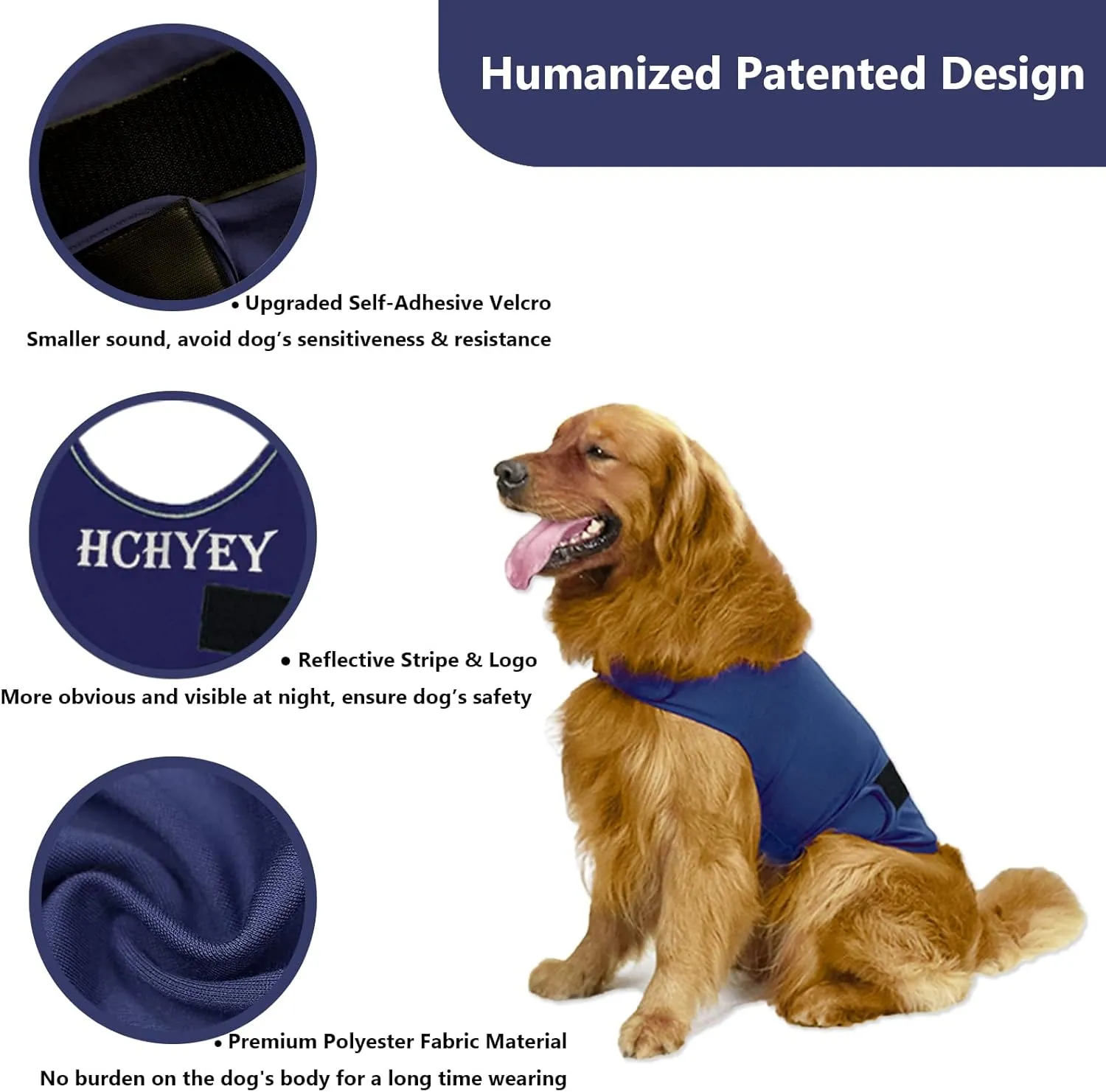 Dog Anxiety Jacket, Skin-Friendly Calming Shirt for Dogs- Dog Coat for Thunder, Fireworks and Separation - Keep Pet Calm Without Medicine & Training, Anti Anxiety Vest for Dogs (Dark Blue, XL)