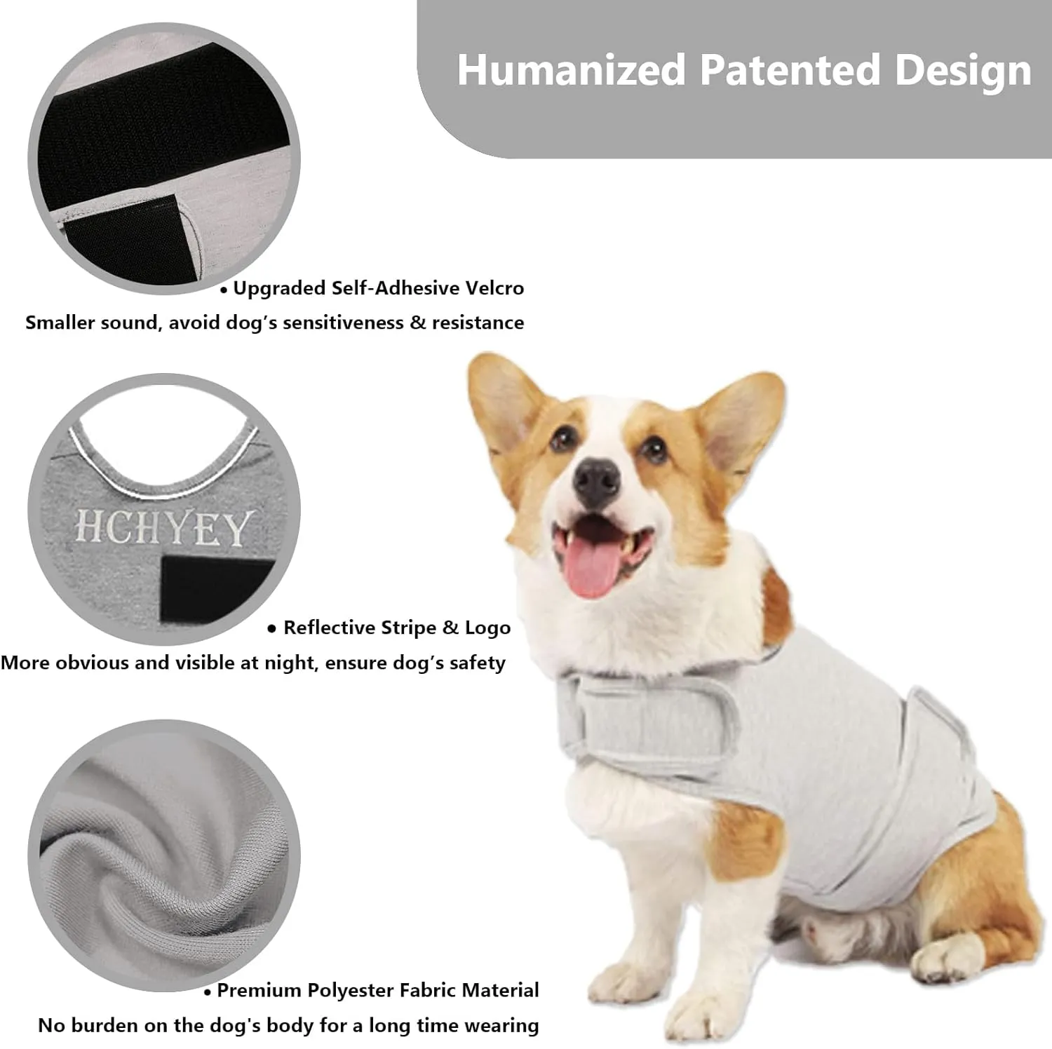 Dog Anxiety Jacket, Skin-Friendly Calming Shirt for Dogs- Dog Coat for Thunder, Fireworks and Separation - Keep Pet Calm Without Medicine & Training, Anti Anxiety Vest for Dogs (Light Grey, XL)