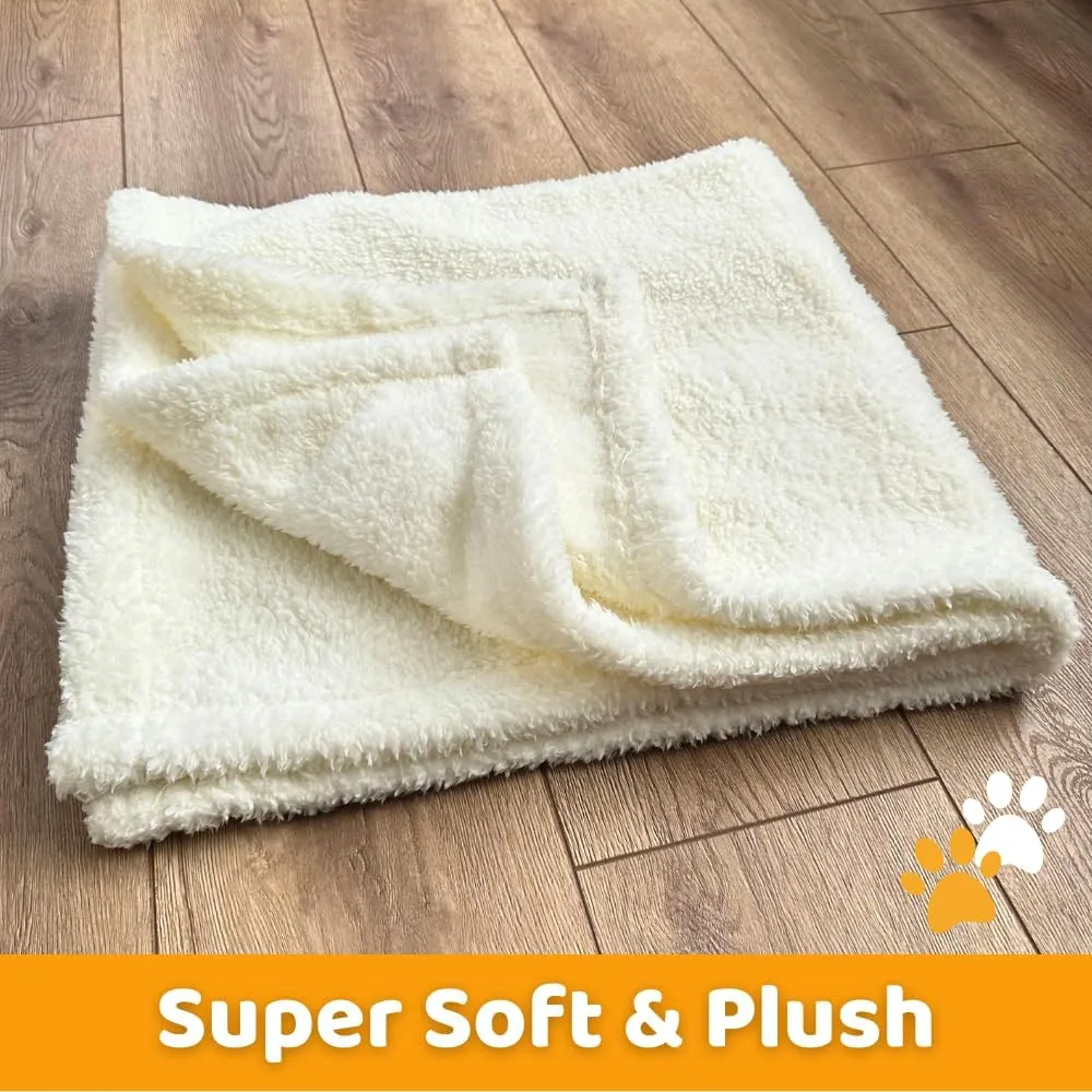 Dog Blankets Cat Blankets for Pets Puppy Washable Extra Soft Indoor Fleece Double Side Using Thick Fluffy Keep Warm Throw Bed Fabric 300 GSM Couch Protection (Cream, 24" x 32")