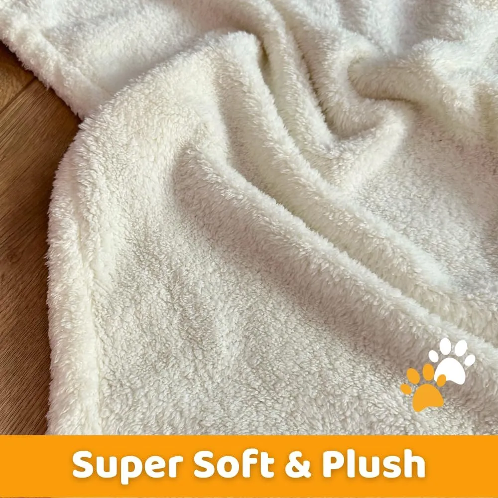 Dog Blankets Cat Blankets for Pets Puppy Washable Extra Soft Indoor Fleece Double Side Using Thick Fluffy Keep Warm Throw Bed Fabric 300 GSM Couch Protection (Cream, 24" x 32")