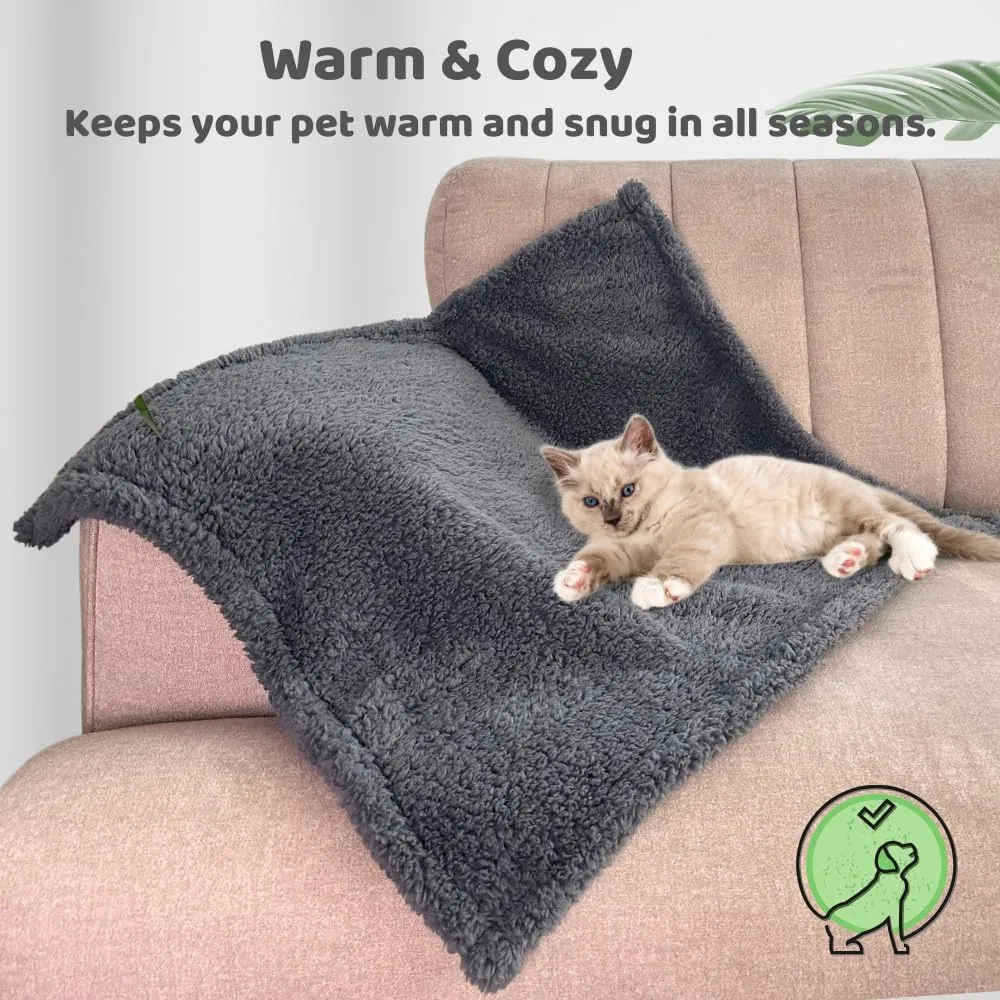 Dog Blankets Cat Blankets for Pets Puppy Washable Extra Soft Indoor Fleece Double Side Using Thick Fluffy Keep Warm Throw Bed Fabric 300 GSM Couch Protection (Grey, 24" x 32")