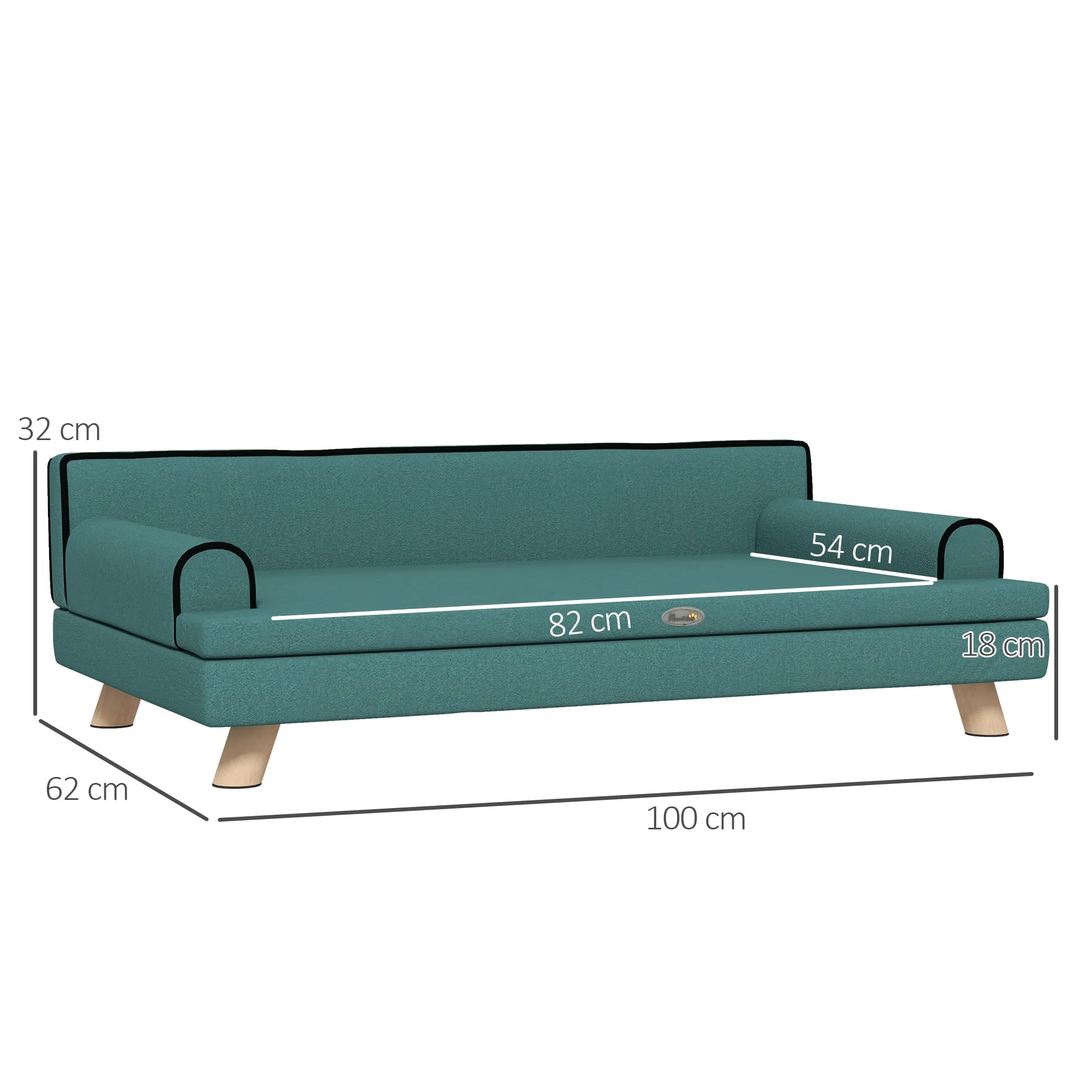 Dog Sofa with Legs Water-resistant Fabric Pet Chair Bed for Large Medium Dogs Green 100 x 62 x 32 cm