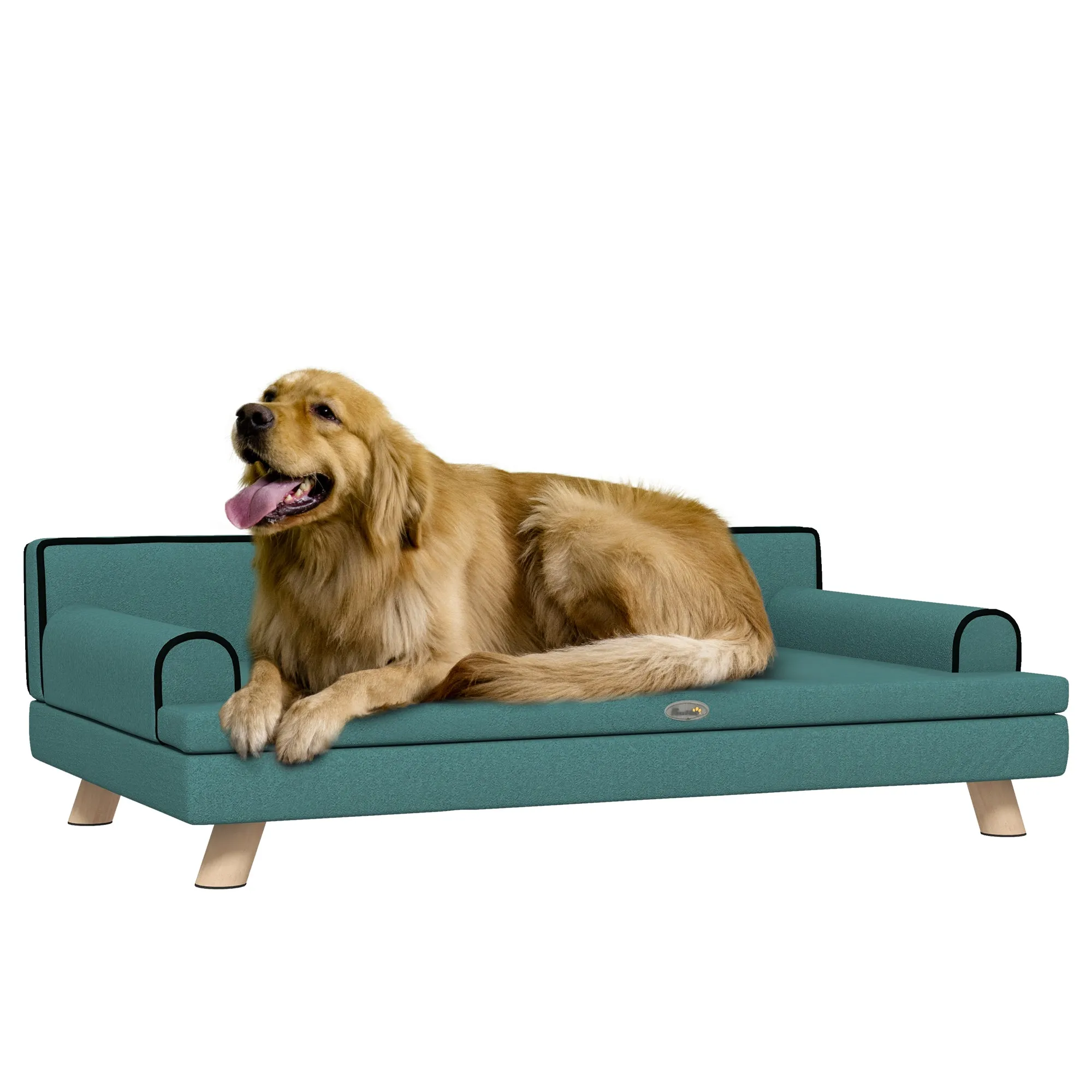 Dog Sofa with Legs Water-resistant Fabric Pet Chair Bed for Large Medium Dogs Green 100 x 62 x 32 cm