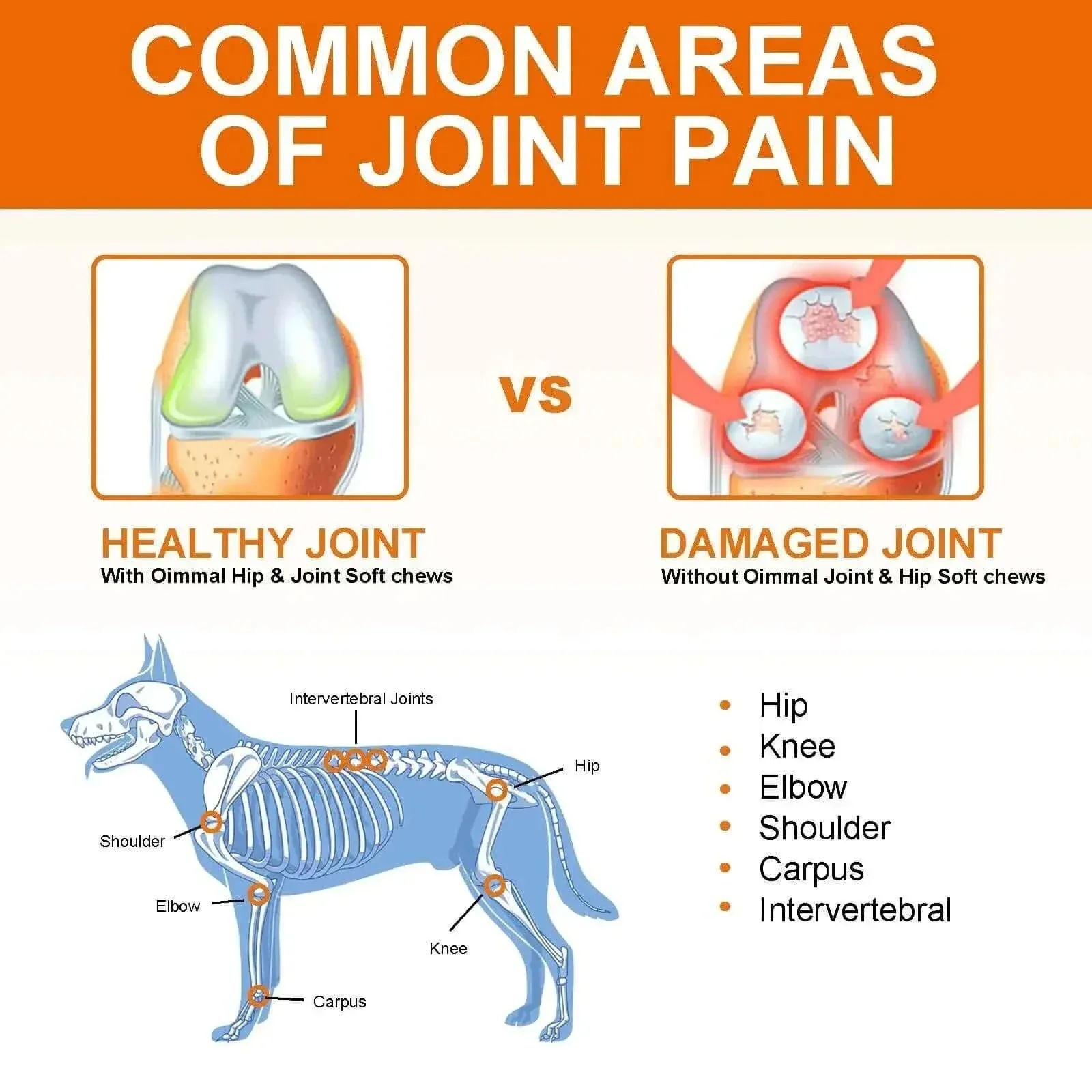 Dogs Glucosamine Joint Pain Relief Treats Chondroitin MSM Supplement Health Mobility Support Chews