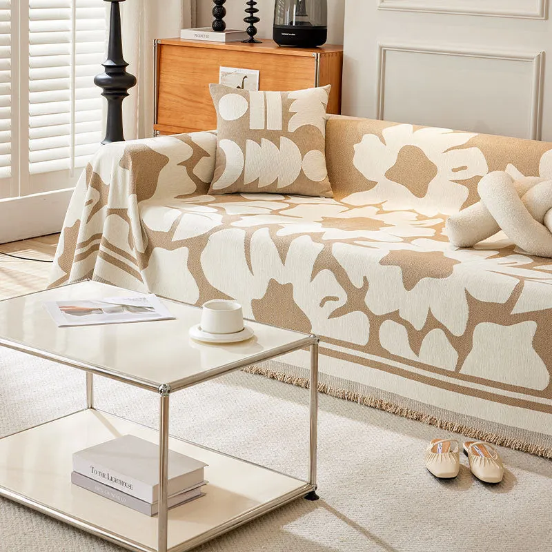 Eloise Floral Chenille Sofa Cover With Tassel