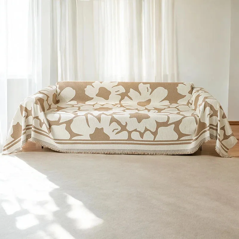 Eloise Floral Chenille Sofa Cover With Tassel