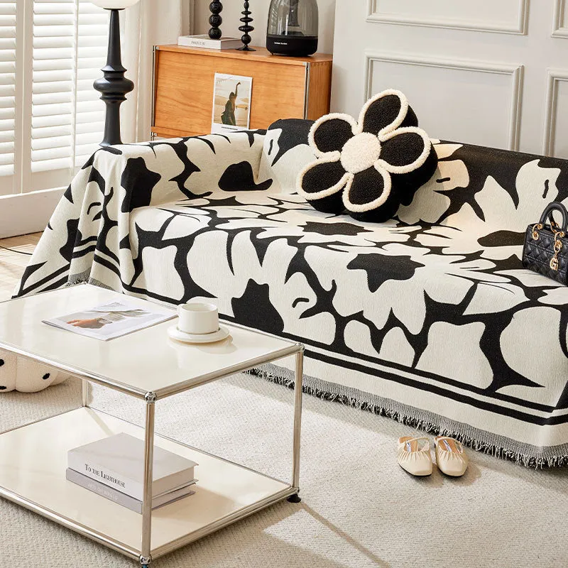 Eloise Floral Chenille Sofa Cover With Tassel