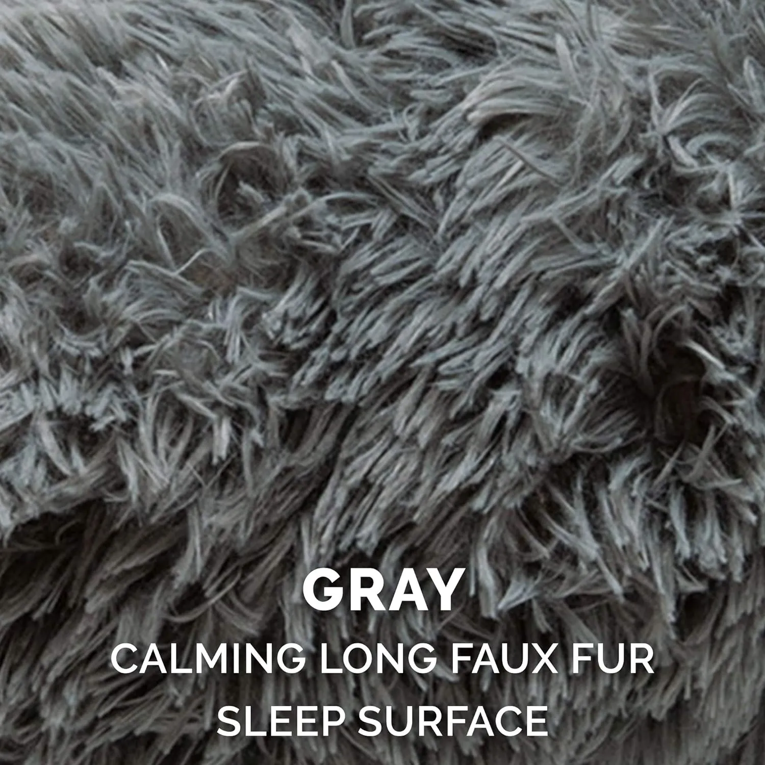 Furhaven 30" Round Calming Donut Dog Bed for Medium/Small Dogs, Refillable w/ Removable Washable Cover, For Dogs Up to 45 lbs - Shaggy Plush Long Faux Fur Donut Bed - Gray, Medium