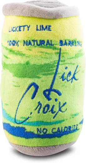 Haute Diggity Dog LickCroix Barkling Water Lickety Lime, Plush Designer Dog Toys with Interactive Squeaker, Stimulating Pet Enrichment, Machine-Washable & Safe Materials for All Breeds, Size Medium
