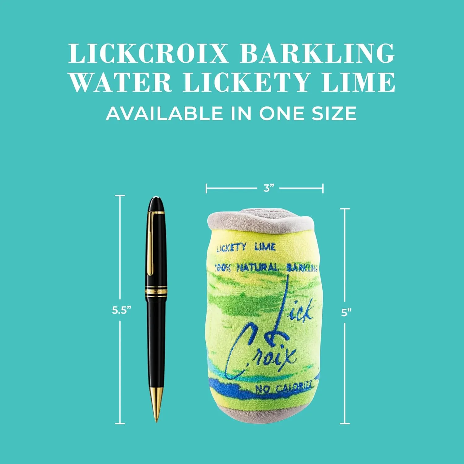Haute Diggity Dog LickCroix Barkling Water Lickety Lime, Plush Designer Dog Toys with Interactive Squeaker, Stimulating Pet Enrichment, Machine-Washable & Safe Materials for All Breeds, Size Medium