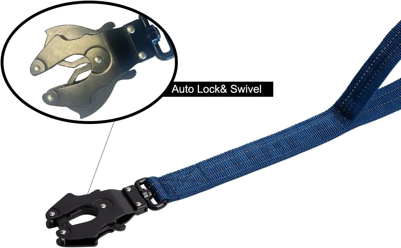 ICEFANG Tactical Dog Leash,K9 Training Walking Bungee Lead with 2 Control Handle,Heavy Duty Quick Release Metal Clasp,for Medium Large Breed (Reflective Blue, 6 FT)