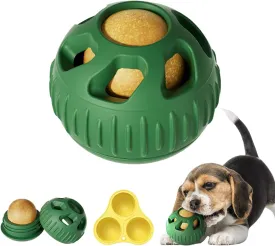 Interactive Dog Toys, Treat Dispensing Dog Toy, Chew Toys to Keep Your Pup Distracted, Frozen Dog Treats Toy for Aggressive Chewer, Durable Dog Puzzle for Small Medium Dog (Green & Yellow)