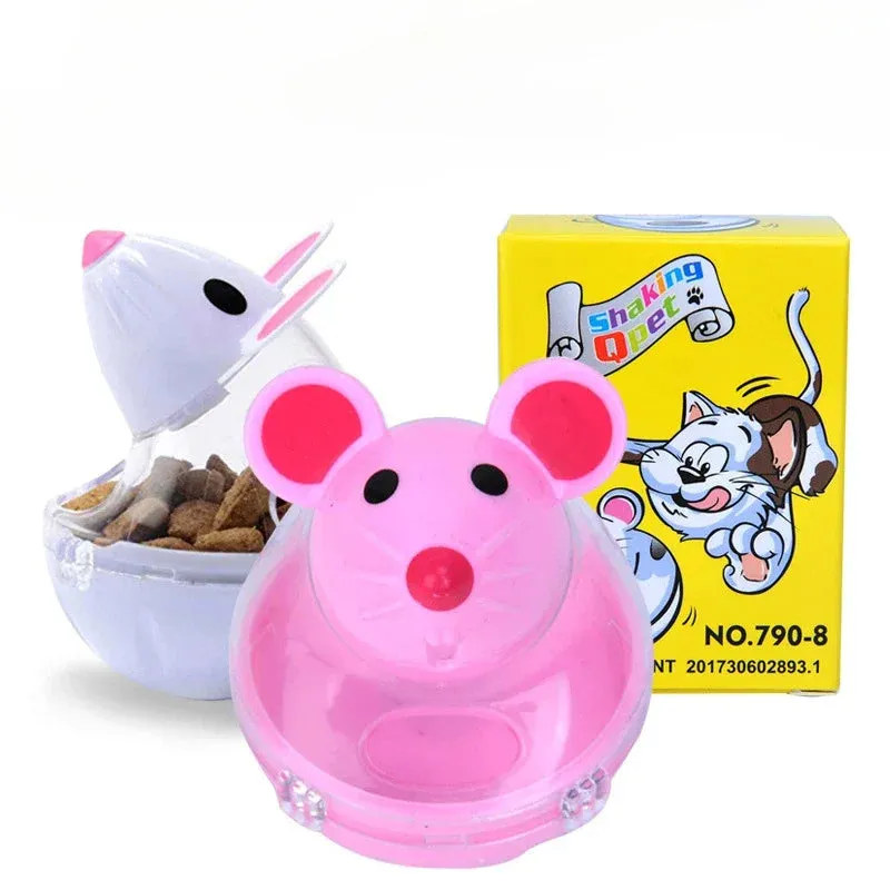 Interactive Mouse Tumbler Cat Toy with Food Dispenser