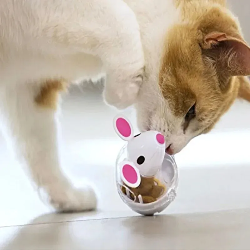 Interactive Mouse Tumbler Cat Toy with Food Dispenser