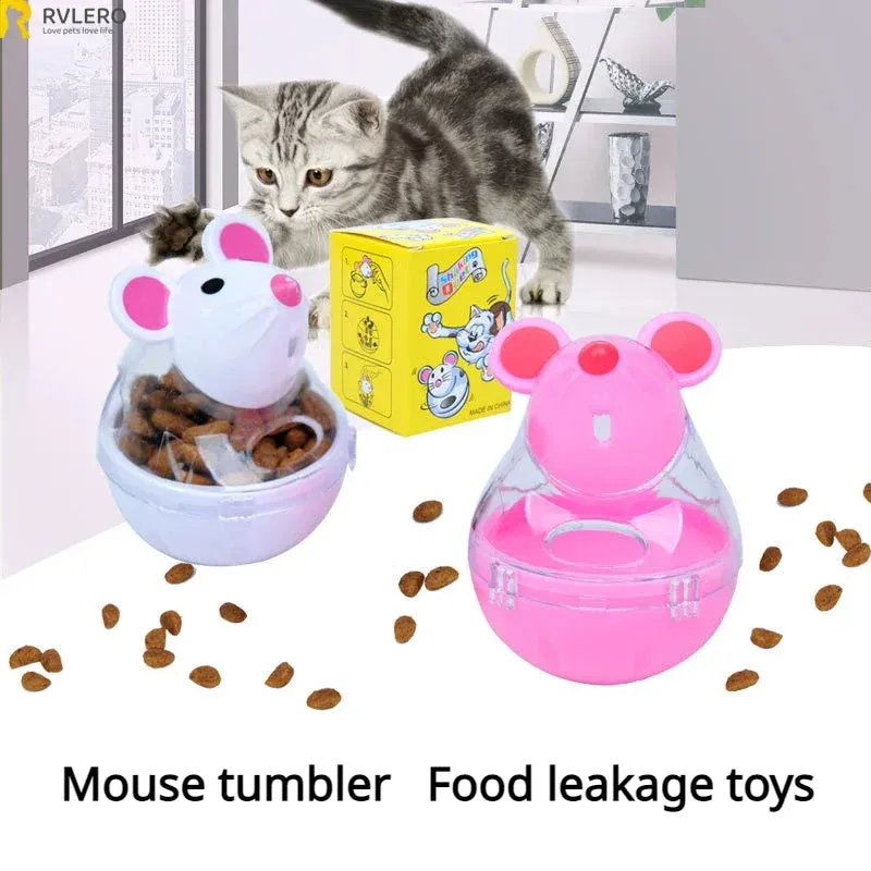 Interactive Mouse Tumbler Cat Toy with Food Dispenser